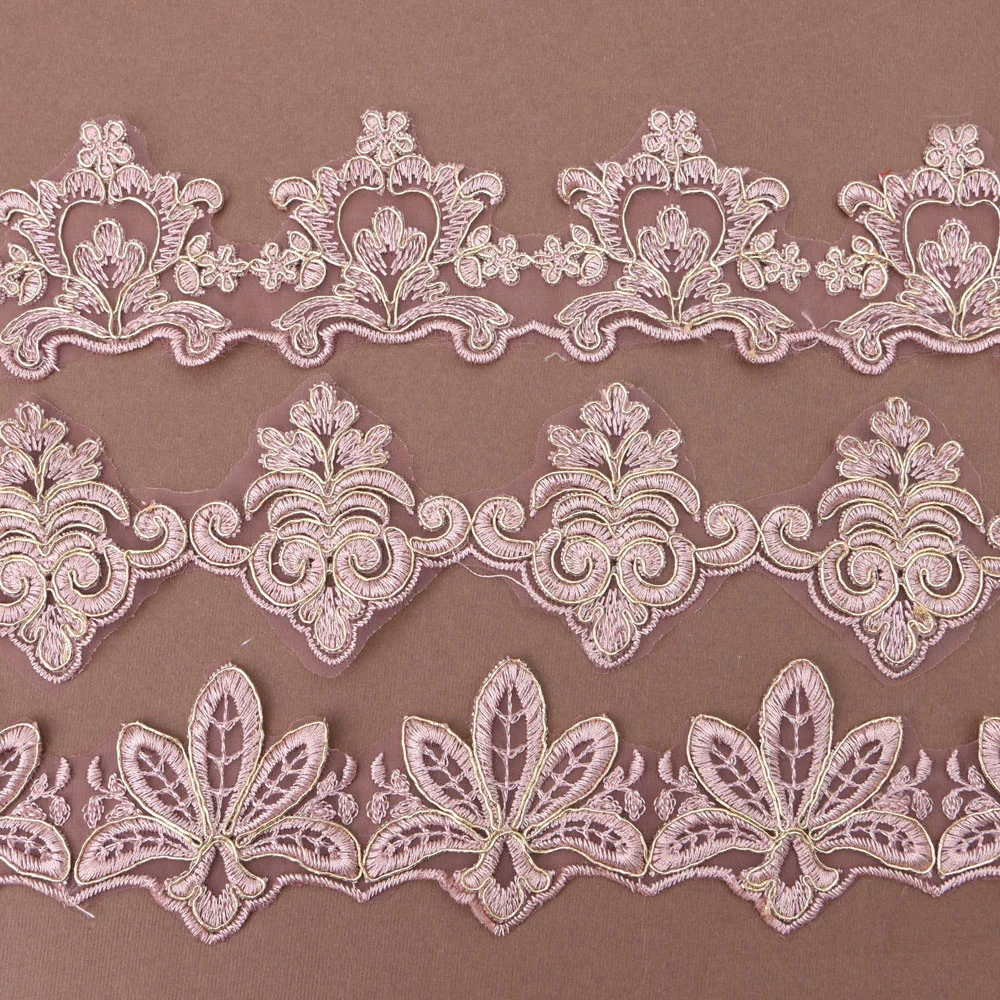 Golden Corded Bridal Veil Lace Trim for Wedding Dress Decorative Sewing