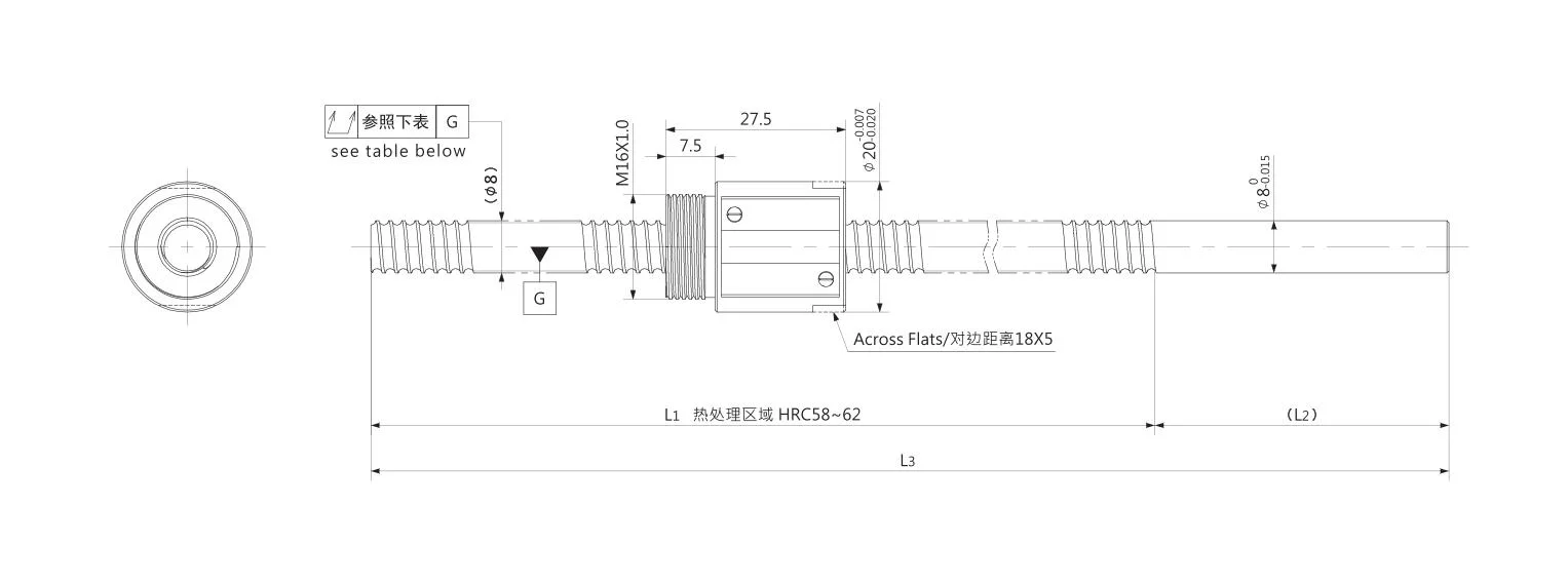 Kgg 8mm Diameter Ball Screw with Nut for Printing Machine (GLM Series, Lead: 2mm, Shaft: 8mm)