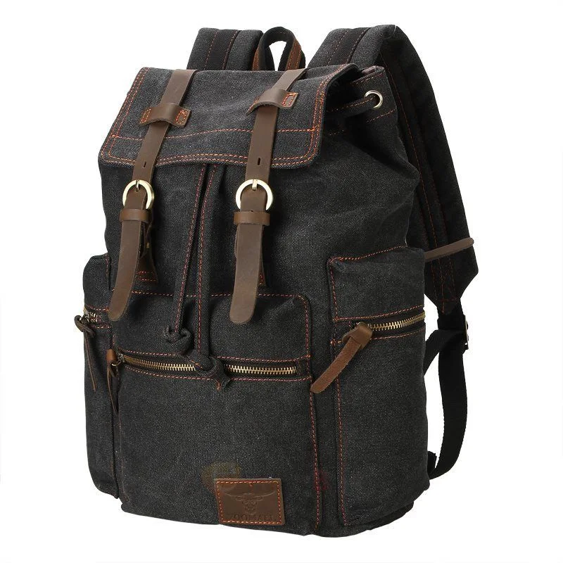 Bolsas de colegio universitario para hombres y mujeres, mochila de lona retro con cordón vintage para viajes con laptop