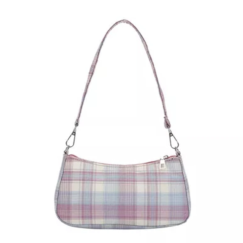 Plaid Print Underarm Bags Fashion Cloth Ladies Handbag Pop Design Sense Fashion Rainbow Plaid Striped Print Shoulder Bag