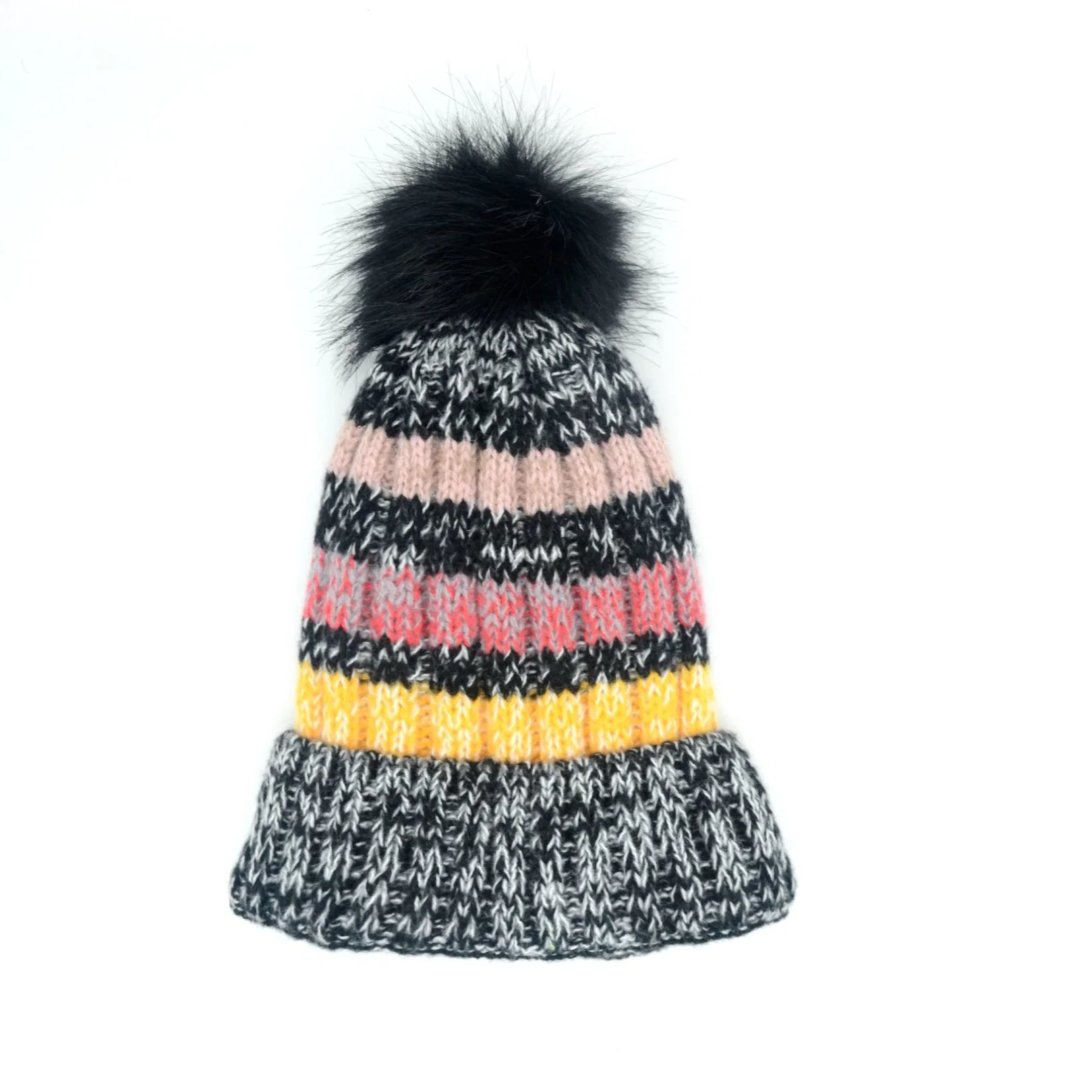 Venta caliente Striped Pom Pom Beanie gorros de invierno