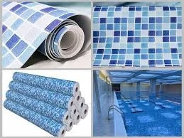 Derflex Swimming Pool Liner Fabric Blue Mosaic Swimming Pool Cover Fabric 2000g Original Factory