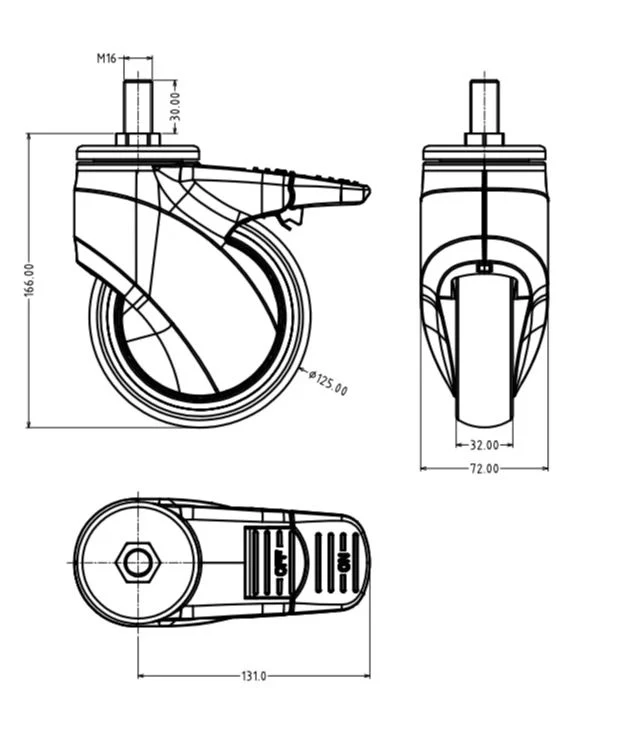 Medical Single Wheel Castors Lightweight Castors for Medical Industries Agila Castors