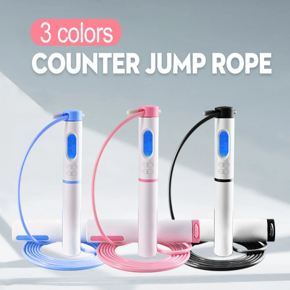 2022 Adjustable Plastic PVC Digital Cordless Skipping Rope Tangle Free with Ball Bearings