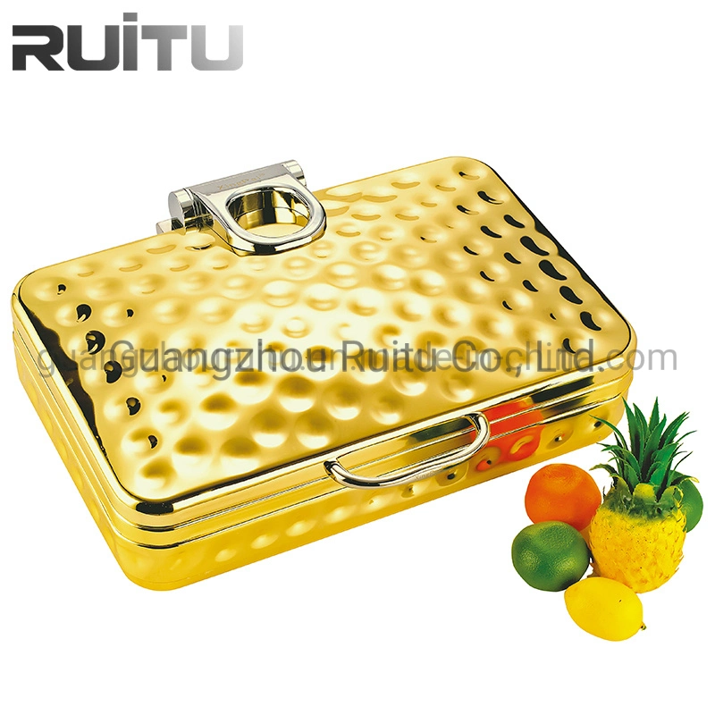 Ruitu Restaurant Equipment LED Electric Stand Hand Hammer Lid 9L Stainless Steel Chafing Dish Setting up with Glass Lid for Buffet Catering Chaffing Dishes Set