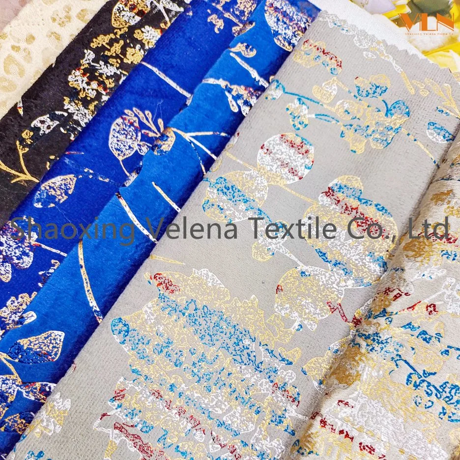 Upholstery Furniture Fabric 100% Polyester Material Holland Plush Velvet Dyeing with Foil Bronzing Velboa Fabric