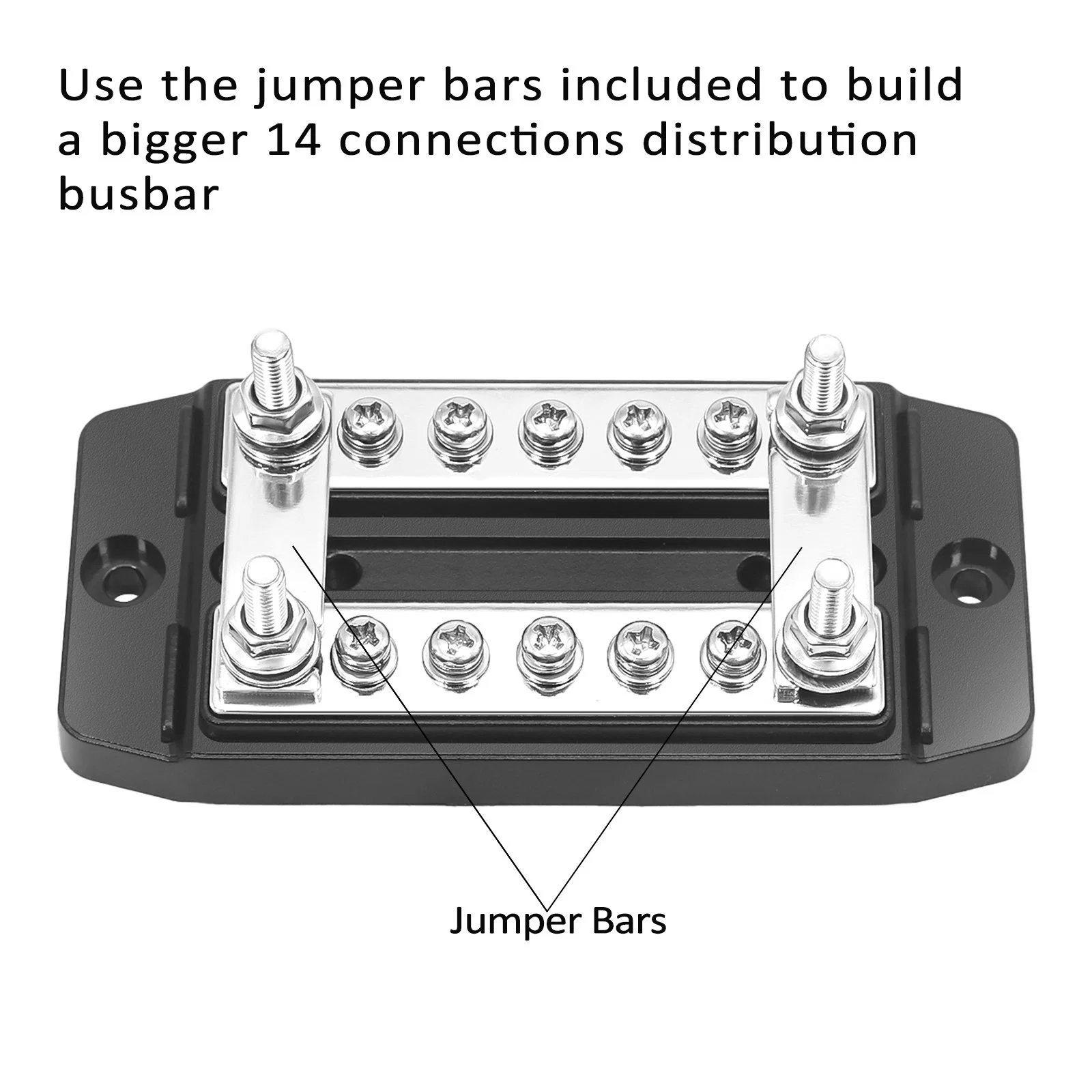 Edge Dbbs25 barre omnibus double rangée positive et négative 2 X. Goujons M5 bornes à vis 5 X #8 alimentation et masse Bloc de distribution avec cosses à anneau (rouge et noir)