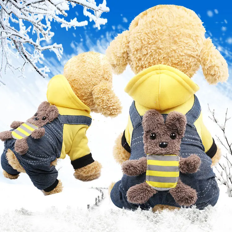 Pet Clothes 2023 with Bears Wholesale/Supplier Dog Accessories Pet Sweater Winter Clothes Warm Fashion Pet Apparel Dog Clothes