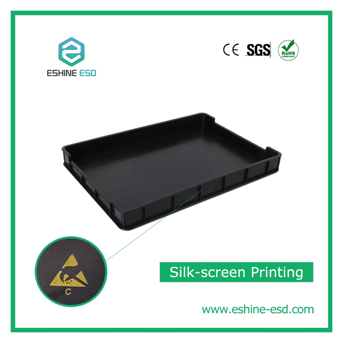 Embalaje de palets de plástico antiestático ESD Carro PCB negro