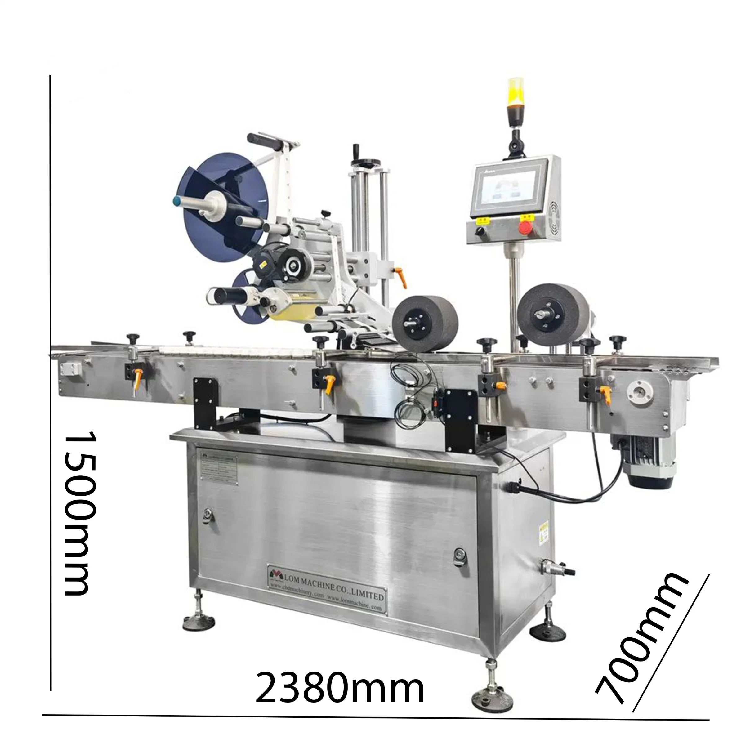 Aplicador automático de etiquetas de bolsa de envoltura en esquina con código de barras superior Adhesivo cartón papel superficie plana Alimentos lata vertical etiquetadora máquina