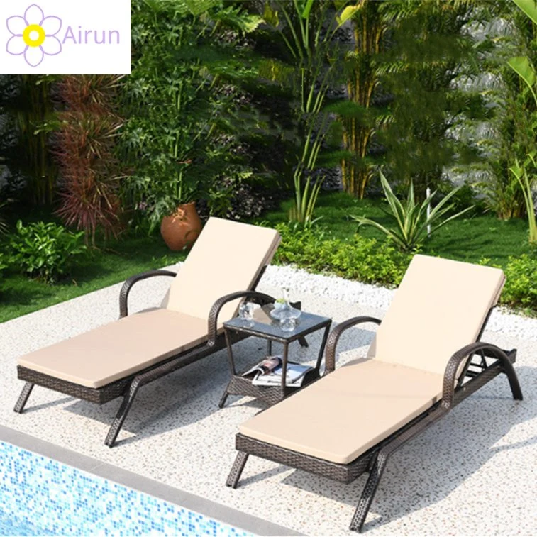 Adjustable Resort Rattan Chaise Lounge Chair Furniture Outdoor Sun Bed Beach Sun Loungers for Pool Side