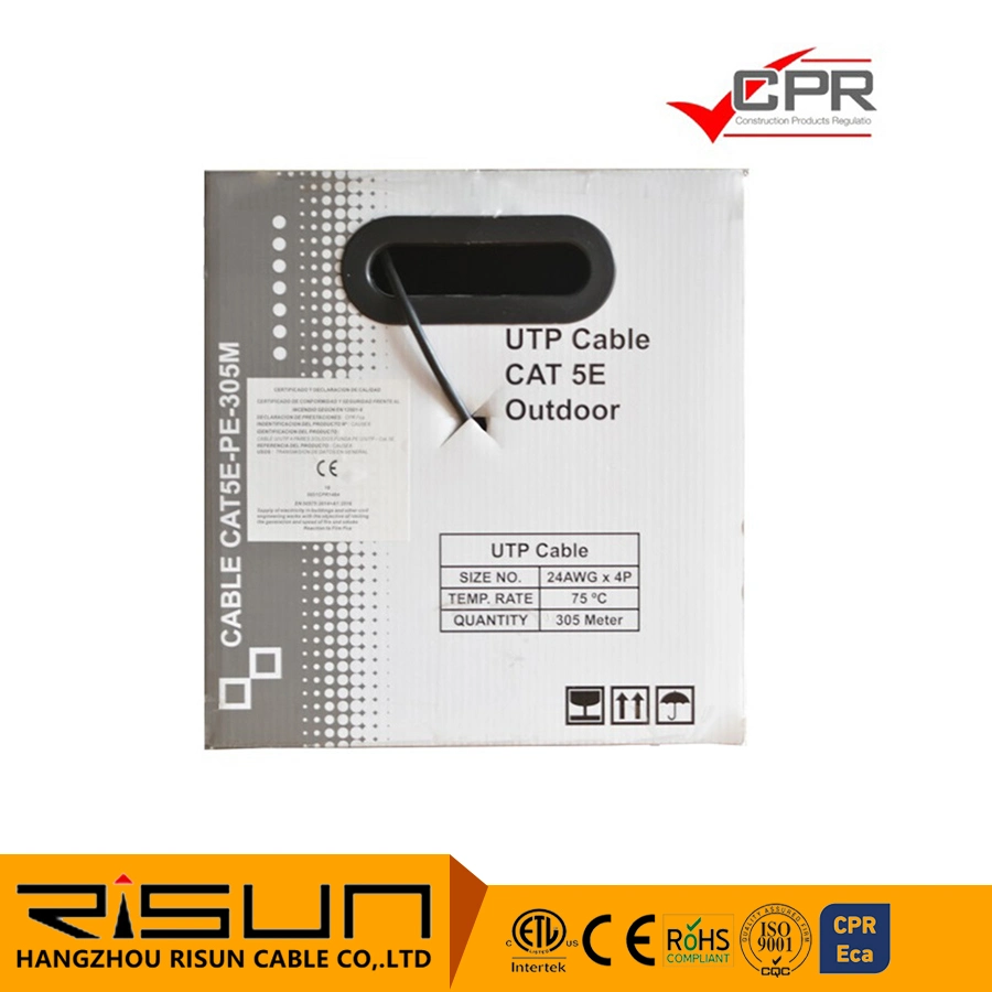 El cable Cat. 5E U/UTP de 100% de cobre LSZH 305m. Blanco CPR la cepa de cable de red