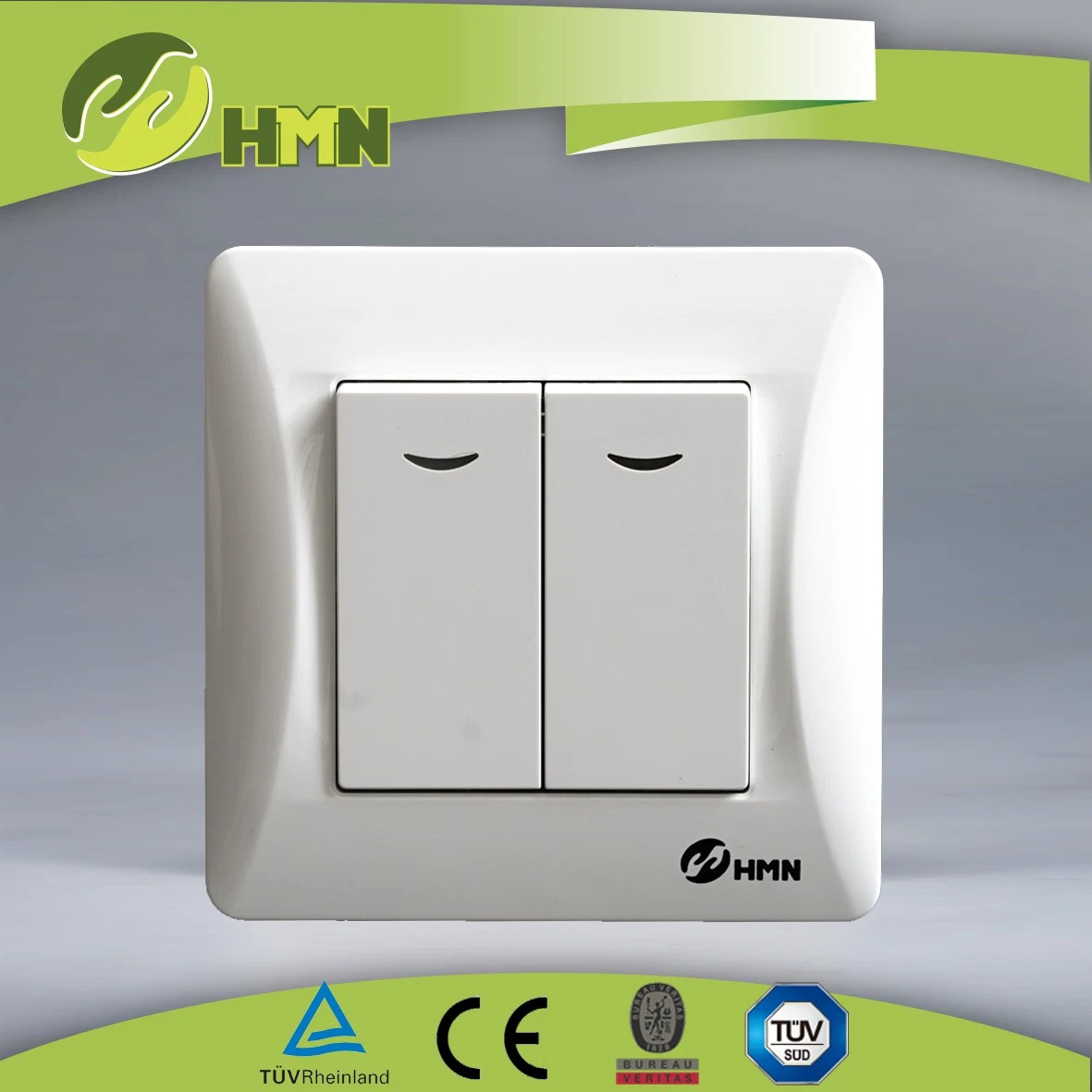 TUV CE Certified European Standard PC Material Flush Mounted Home Switch 10A Press Button Electrical Wall Switch With Indicator