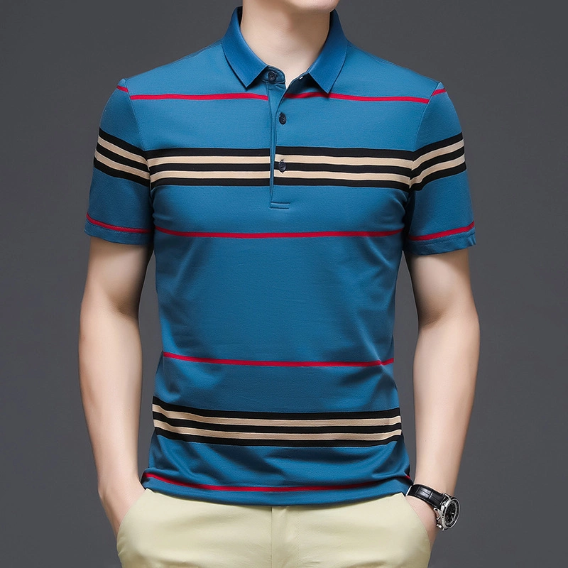 Factory Customized Cheap Stripe Silk Brand Polo Shirt for Man