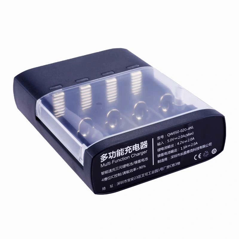 Factory Supply 4 Slot Plug 3V 3.2V LiFePO4 Rechargeable Battery Smart Charger (QW050-020-4F)