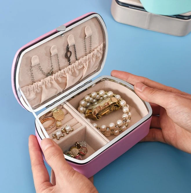 Caixas de oferta em joias PU Couro Crocodilo Cosmetic Box Travel Caixas Organizer portáteis com espelho