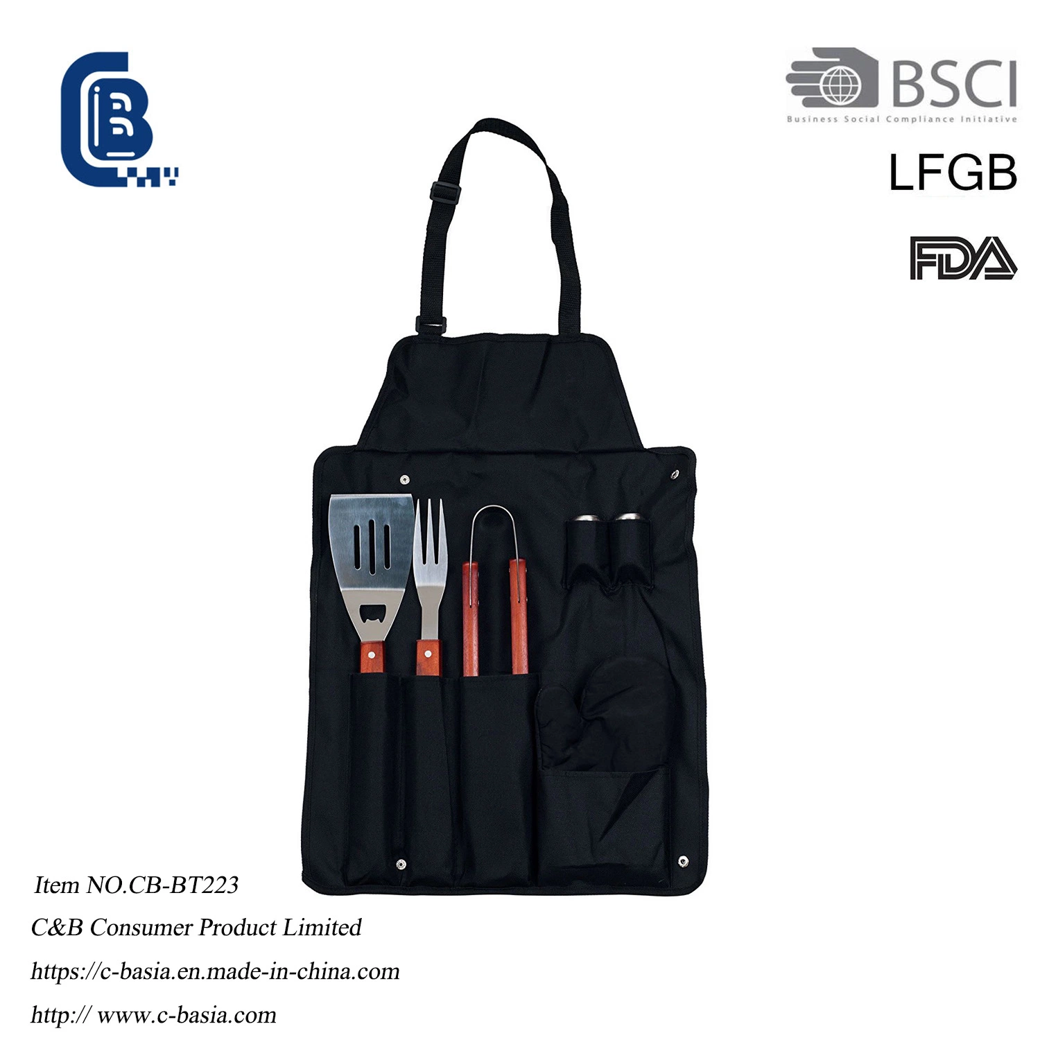 Oxford Apron Carry Bag with Grill Barbecue Tool Set BBQ Grilling Tools