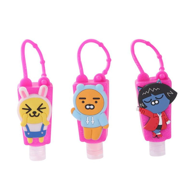 Cartoon 30ml 50ml 60ml Hand Sanitizer Bottles Silicone Keychain Holder