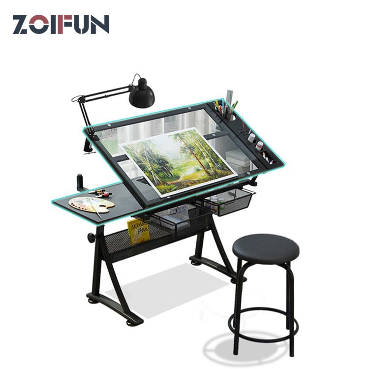 Adjustable Glass Drafting Table for Classrooom Training Center Drafting Painting