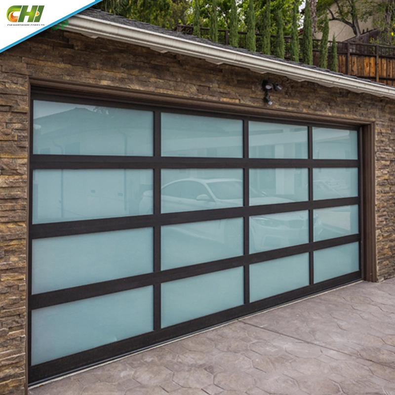 Aluminum Luxury Cheap Full View Glass Garage Door Modern Design Electronic Sectional Sliding Aluminum Glass Panel Garage Door