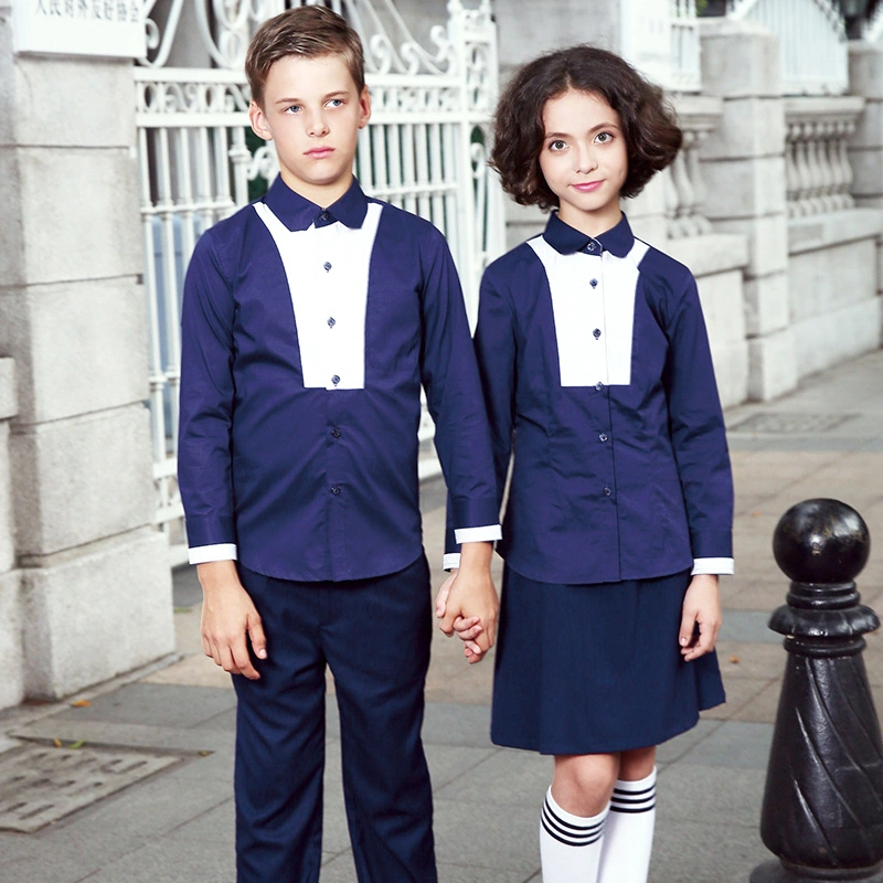 L'école usine uniforme bleu marine à bon marché de gros de l'école Shirts