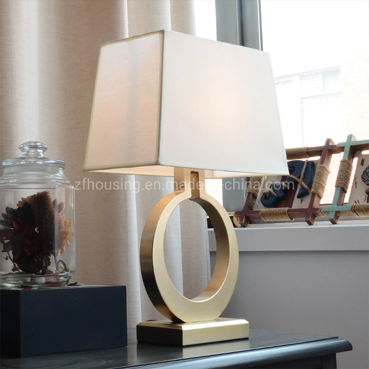 Golden Luxury Reading LED Marble Table Lamp with Fabric Lampshade for Villa Zf-Cl-020