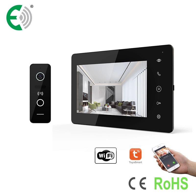 O UTP/IP 7 WiFi" Home Security Intercomunicador Digital Video Doorphone com Kit de desbloqueio do cartão