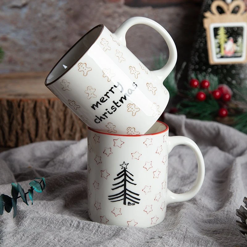 Christmas Design Stackable Mug New Bone China with Decal for Gifts