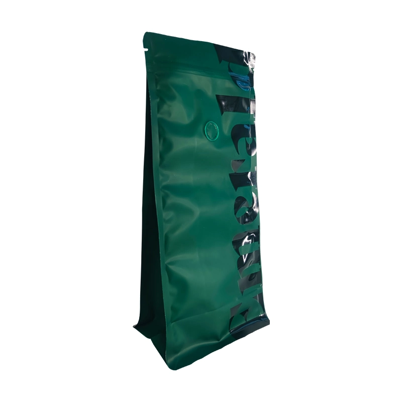 Wholesale Matte Printing Square Bulk Zipper Aluminum Foil Flat Bottom Coffee Bag with Valve and Logo