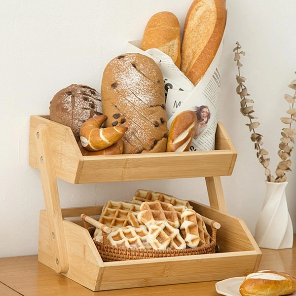 Bamboo Fruit Basket 3 Tier Vegetable Bowl for Kitchen Storage Display Rack