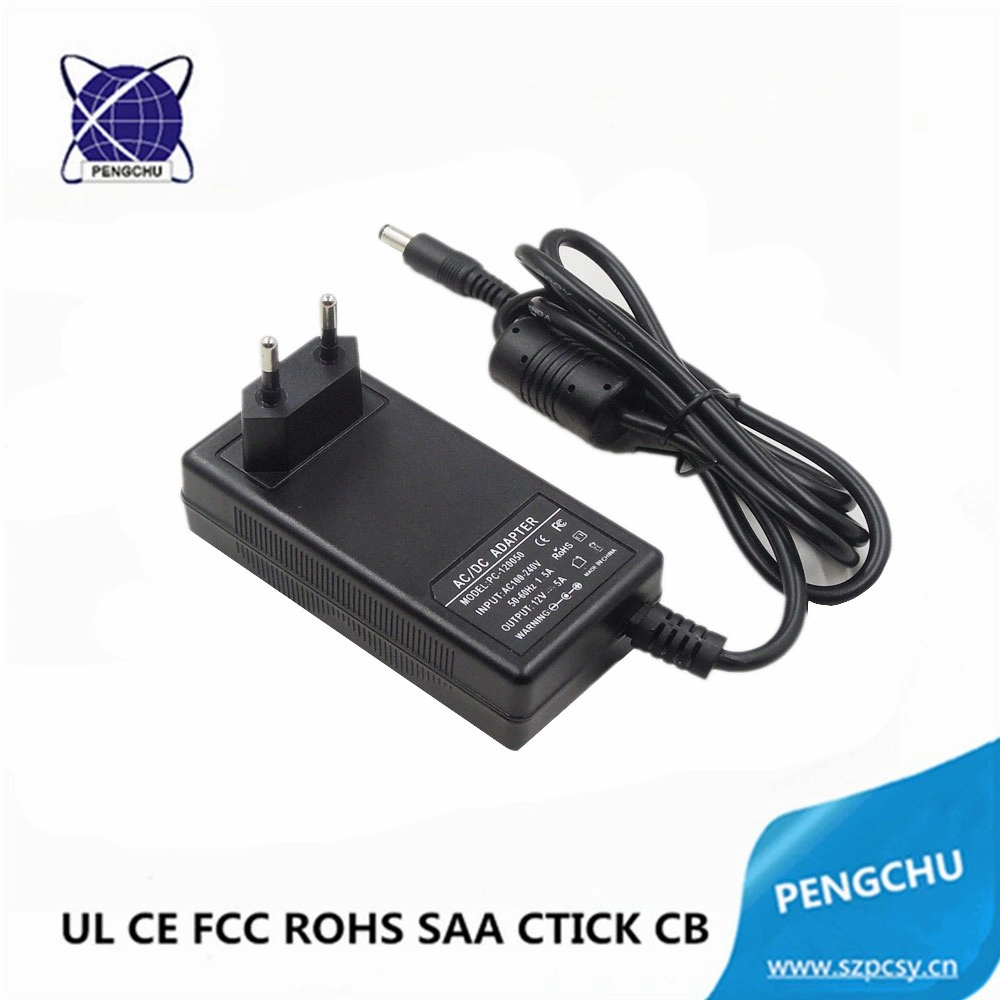 Pengchu eu wall charger 60w 12v 5a adaptador de corriente for LED / LCD/ CCTV Camera