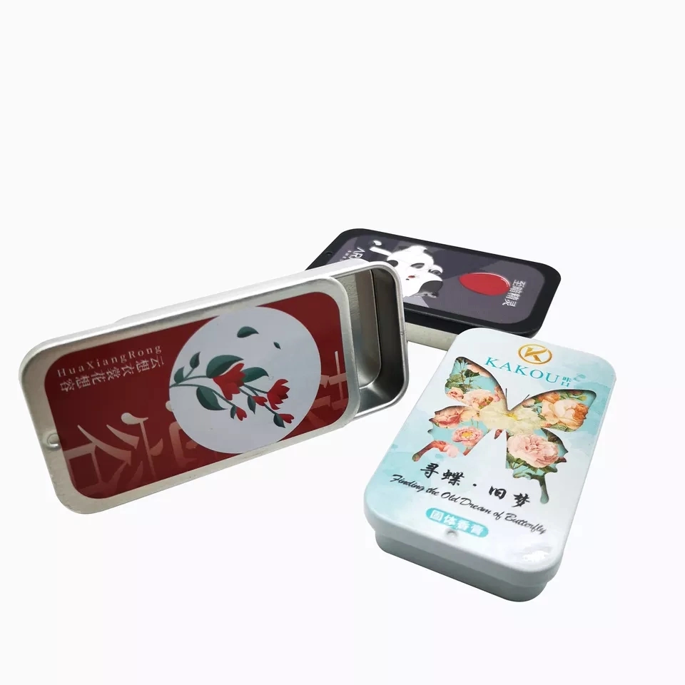 Rectangular de buena calidad de estaño de aluminio con tapa deslizante Multicolor personalizado Deslice Tin Box Venta caliente deslizar la parte superior latas de metal