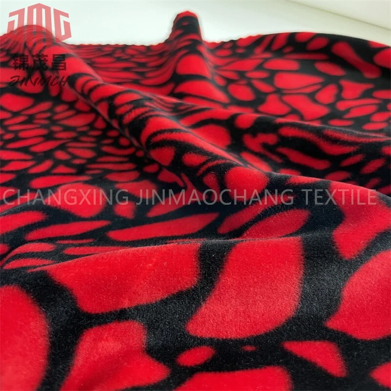 Factory Knitting Fabric 95% Polyester 5% Spandex Printed Super Soft Velboa Fabric Home Textile Pajamas Warm Winter Kids
