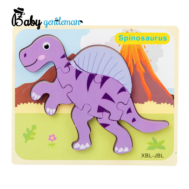 Popular Wooden 3D Dinosaur Puzzle Animal Shape Matching Toy for Children Z14129d