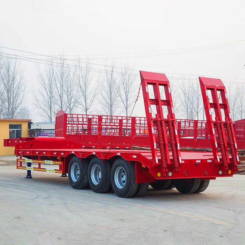 High Loading Capacity Manufacturers Low-Bed Semi Trailer Heavy Load 3 Axle Low Platform Semi Trailer Low-Boy Truck Semi Trailer