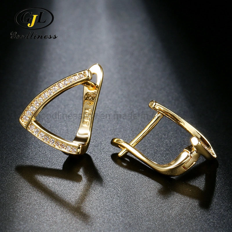 Edición Coreana Moda Geometric fila en forma de V de Diamante Pendientes Joyería