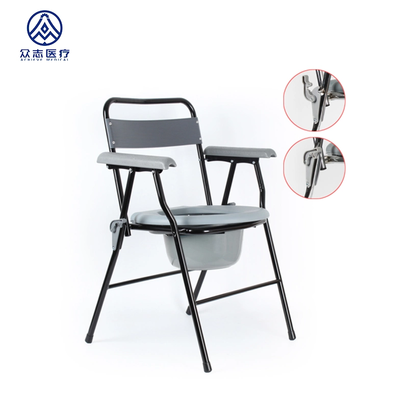 China Fabricante de muebles de hospital Diseño plegable con bloqueo Commode Presidente