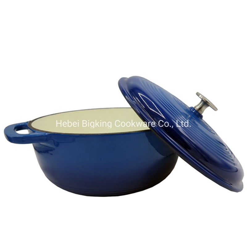 Cazuela de hierro fundido de cerámica esmaltada horno holandés. Horno holandés esmalte azul (azul).