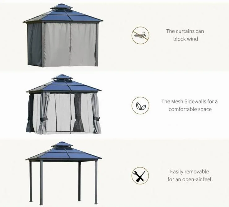 Cheap Aluminum Manufacture Metal Line Outdoor Canopy BBQ Garden Gazebo Tent