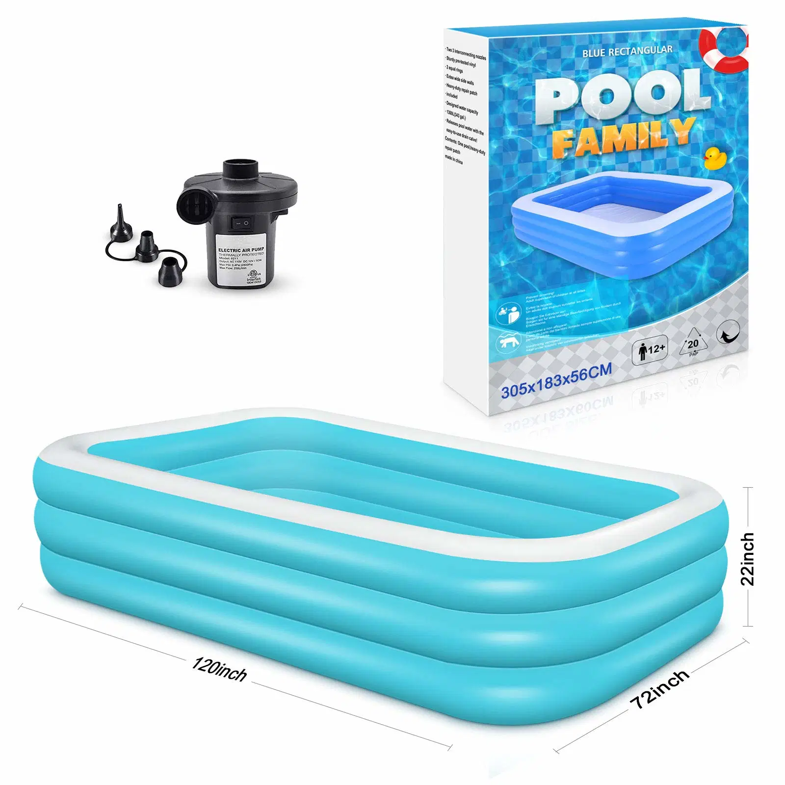 Easy to Assamble Rectangular Inflatable Pool for Children