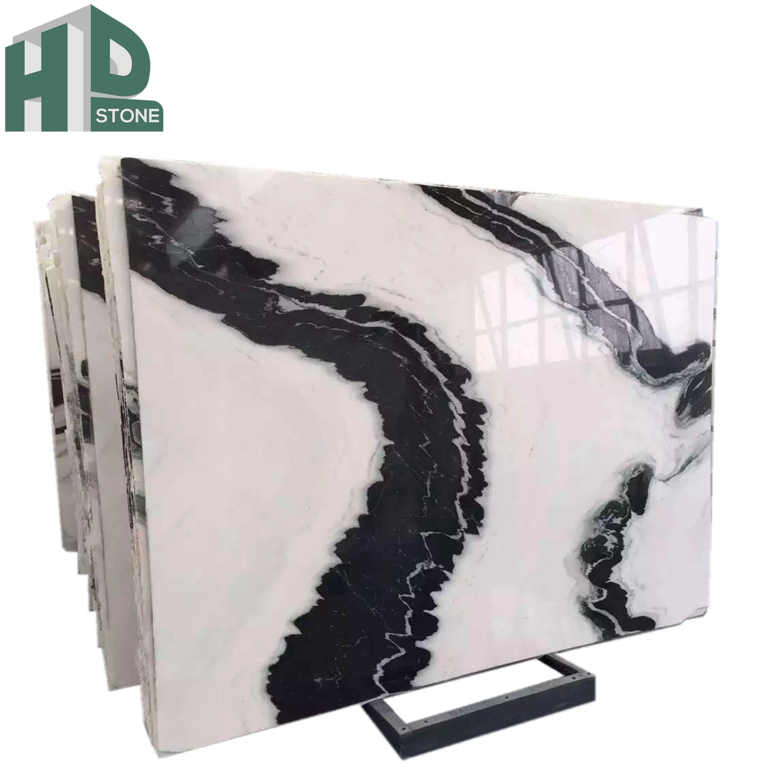 Popular Polished Chinese Panda White Marble Slab Black and White Bookmatch