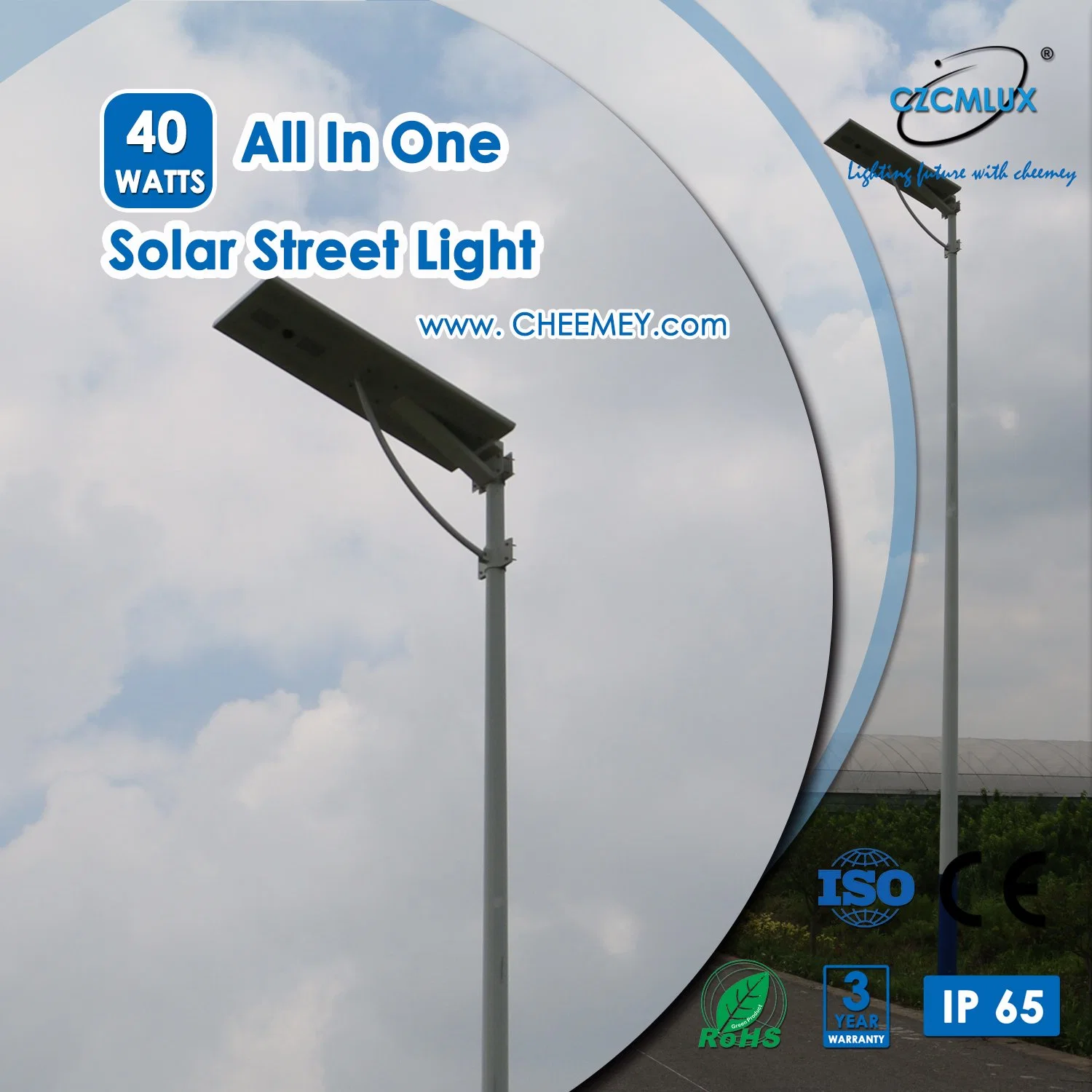 3W-120W LED Outdoor IP65 All in One Solar Power Street Road Light