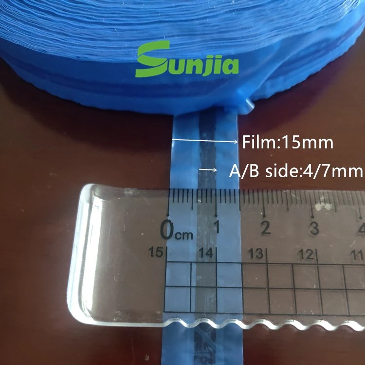 Blue PE Film Reusable Self-Sticky Adhesive Reclosable Tape, Plastic Bag Sealing Tape with Center Glue