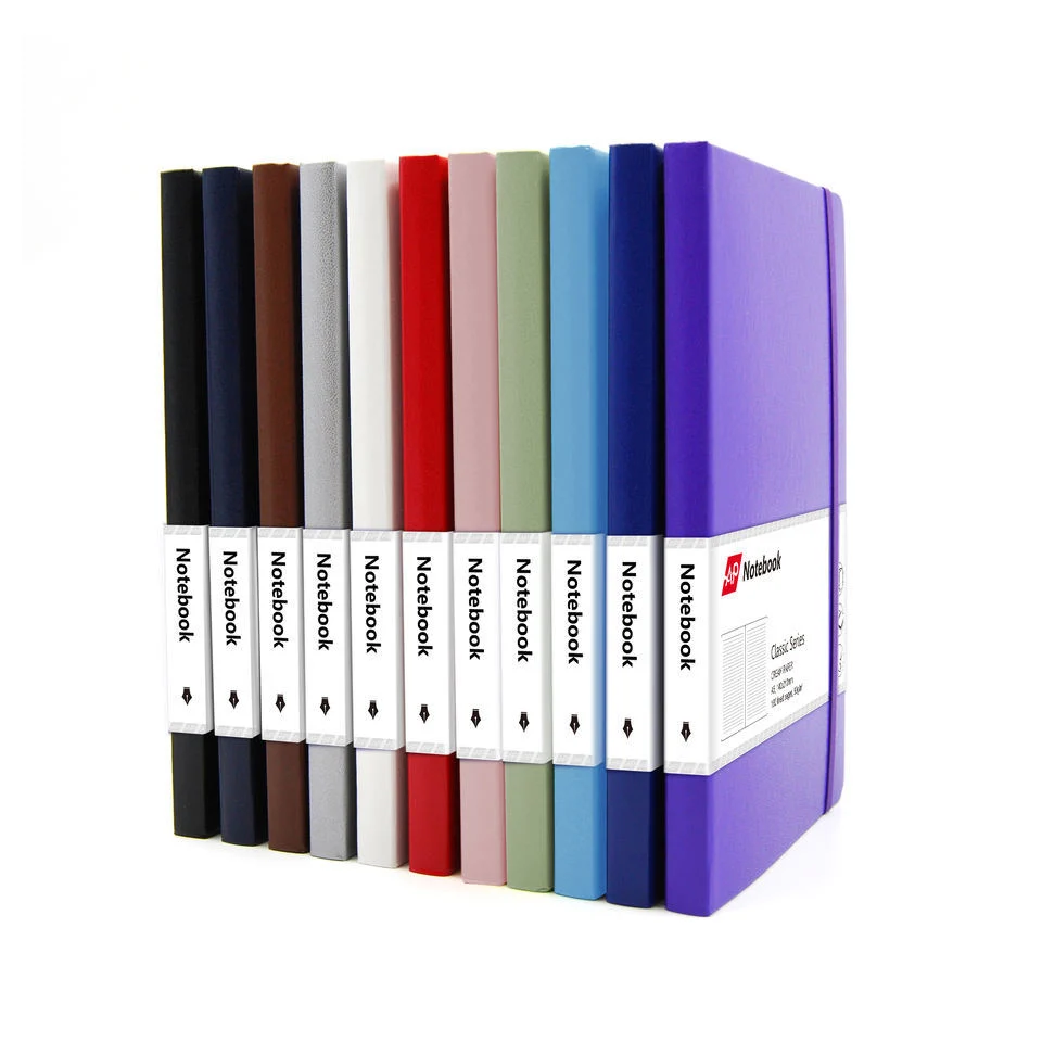 Printed Custom PU Leather A5 Hardcover Notebook Glue Bound Promotion Notebook