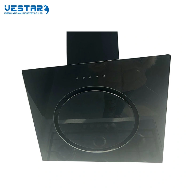 Low Noise Tempered Glass Panel Stainless Steel Cover Slant Range Hood