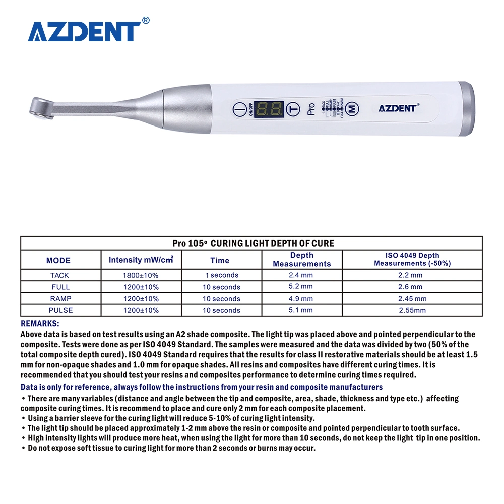 Azdent Dental Wireless LED Curing Light 1 Second Light Cure High Power Wide Spectrum