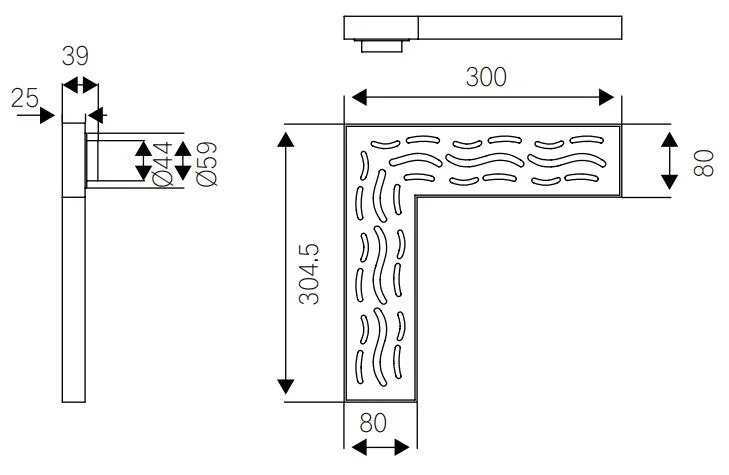 Pd-33175 Bathroom Accessories L-Shape Stainless Steel Floor Drain (Satin finished)