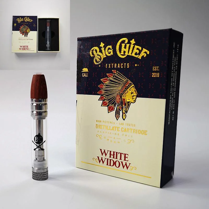 Big Chief Vape Cartridge Zerstäuber Pen Cart Holz Spitze 0,8ml Tank dickes Öl Keramik Spule Vaporizer für 510 Vorerhitzer Batterie Mit Aufkleber