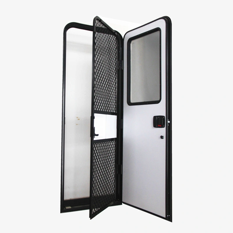 American Style Aluminum Exterior Motorhome Caravan Trailer Swing Entry Door W/ Metal Mesh