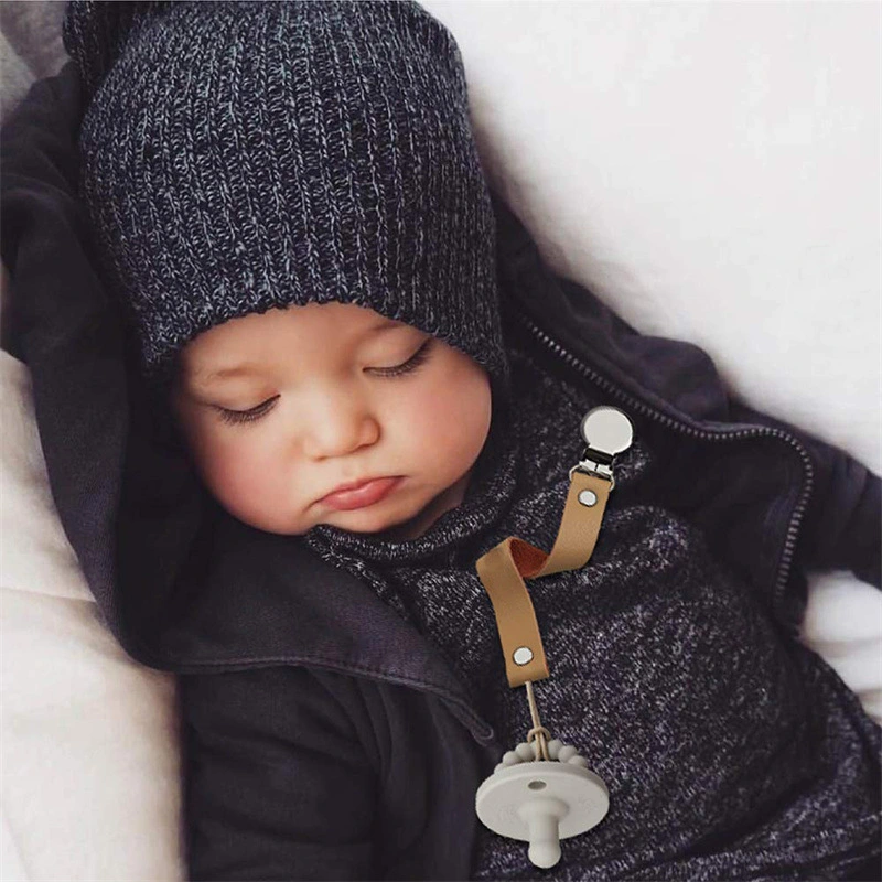 New Arrival Lovely Designs 100% Vegan Leather Dummy Slip Holder String Baby Pacifier Clips